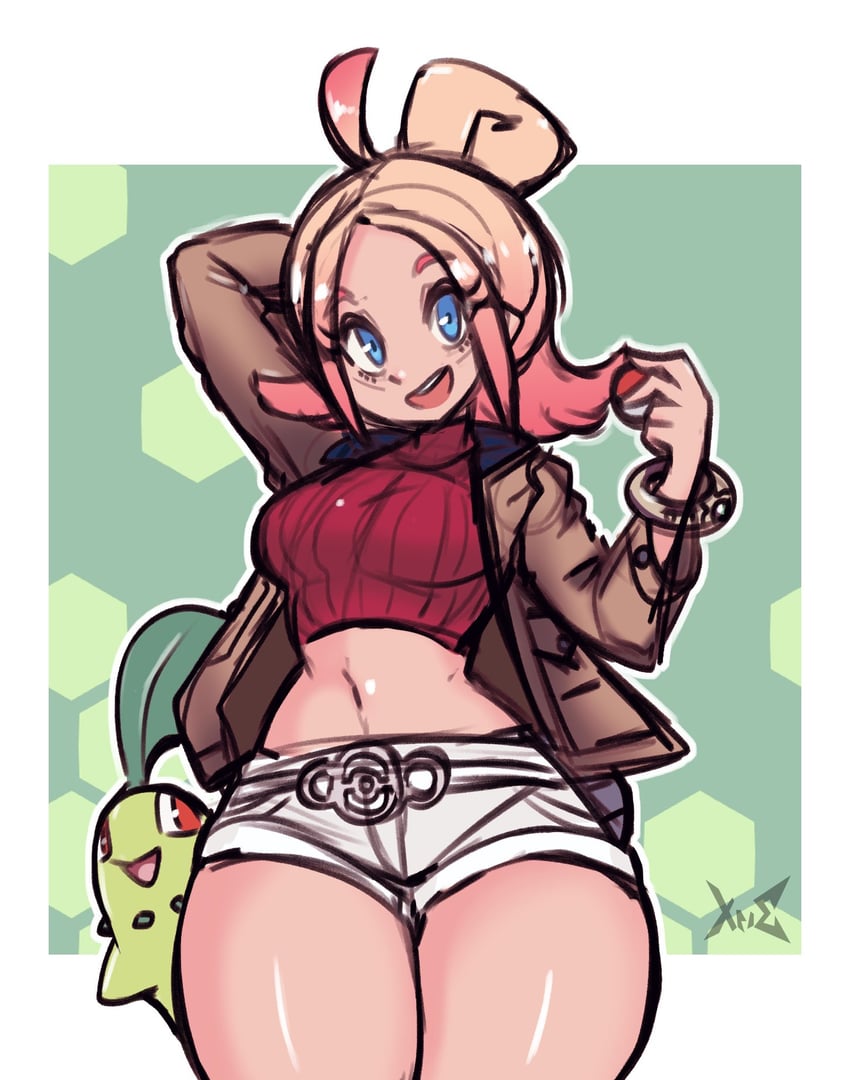 chikorita and taunie (pokemon and 1 more) drawn by xpisigma