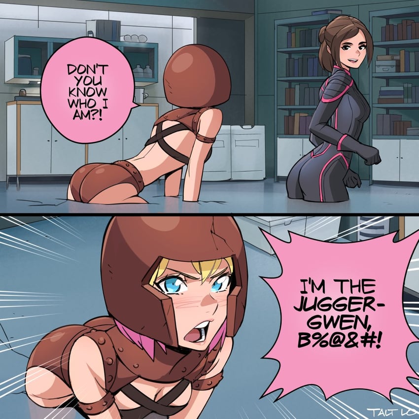 gwenpool, kitty pryde, and juggernaut (marvel and 3 more) drawn by talt_lo