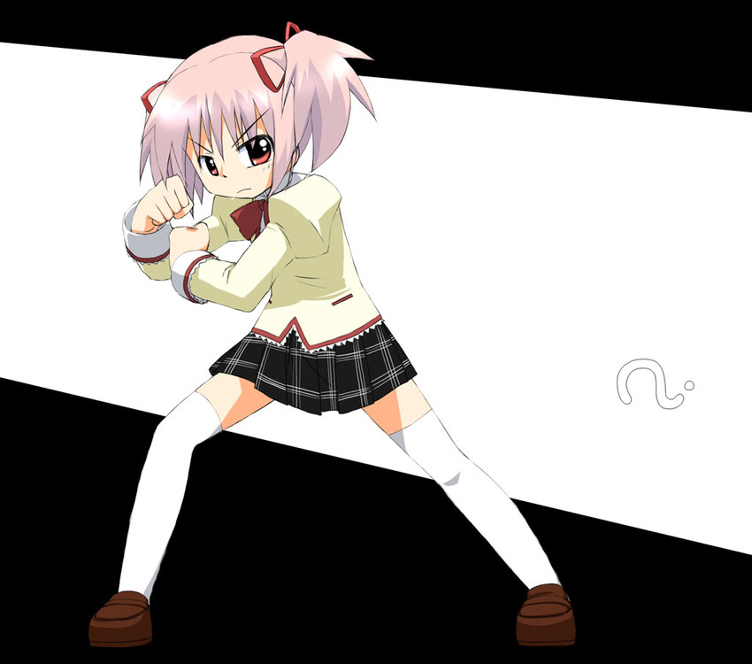 kaname madoka and kamen rider black (mahou shoujo madoka magica and 2 more) drawn by sayurishu