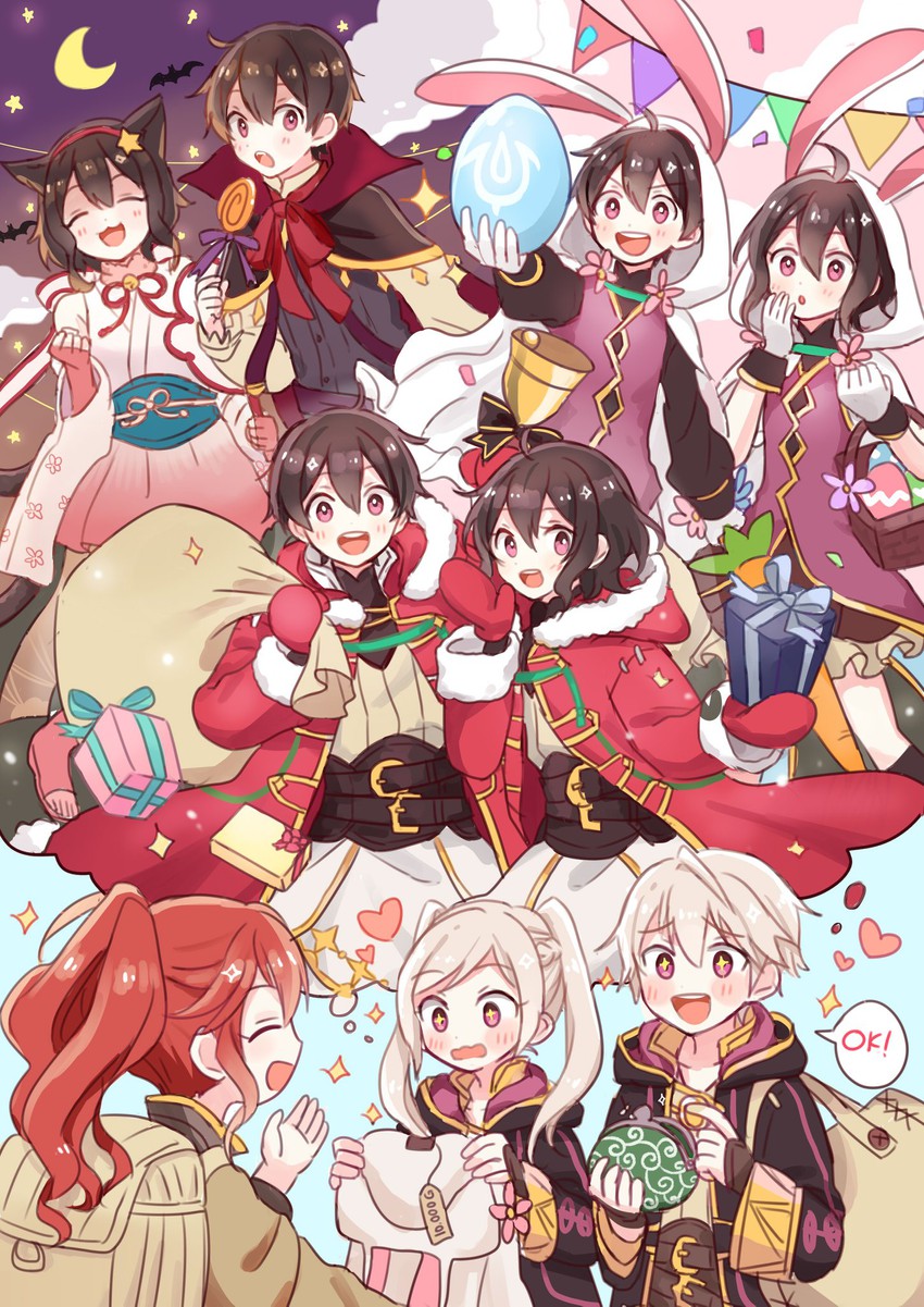 female robin, sakura, anna, female morgan, male morgan, and 2 more (fire emblem and 3 more) drawn by dinikee
