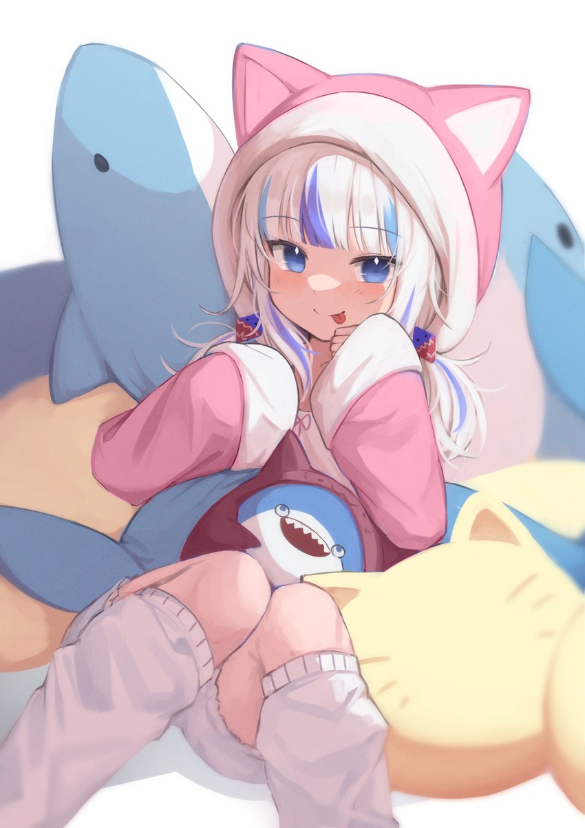 gawr gura and bloop (hololive and 1 more) drawn by klaius