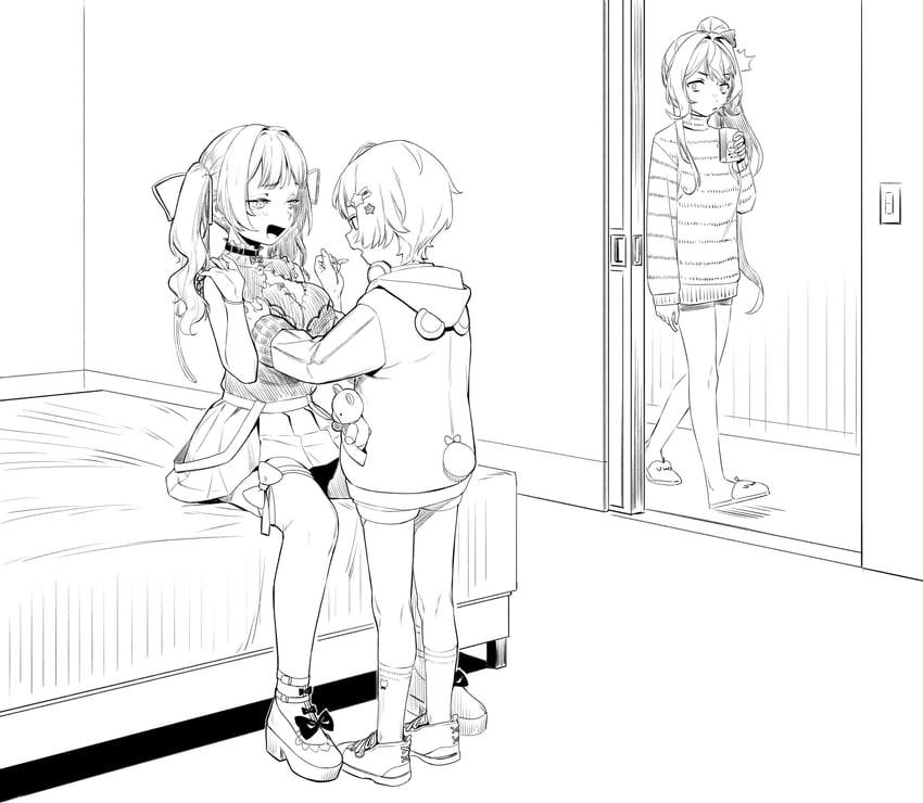 himemiya rie, kaminari clara, and aoi moi (indie virtual youtuber and 1 more) drawn by agemmata