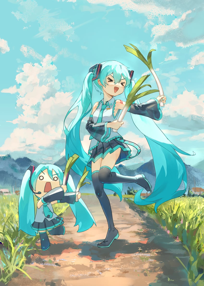hatsune miku and hachune miku (vocaloid) drawn by chi_chi3939