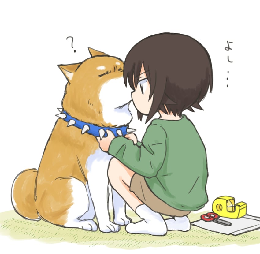 nishizumi maho and nishizumi family dog (girls und panzer) drawn by mutsu_(layergreen)