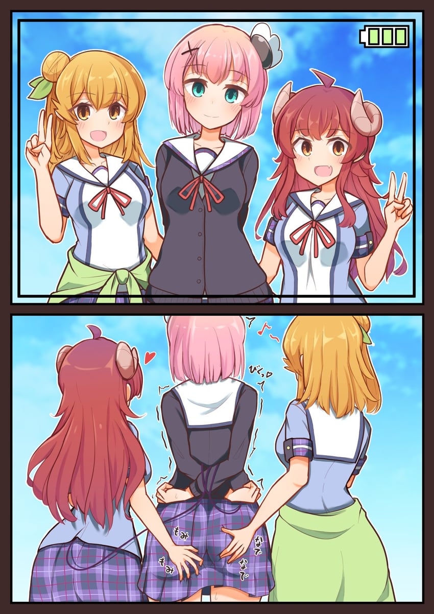 yoshida yuuko, chiyoda momo, and hinatsuki mikan (machikado mazoku) drawn by ame_(no_hi_no)_mori