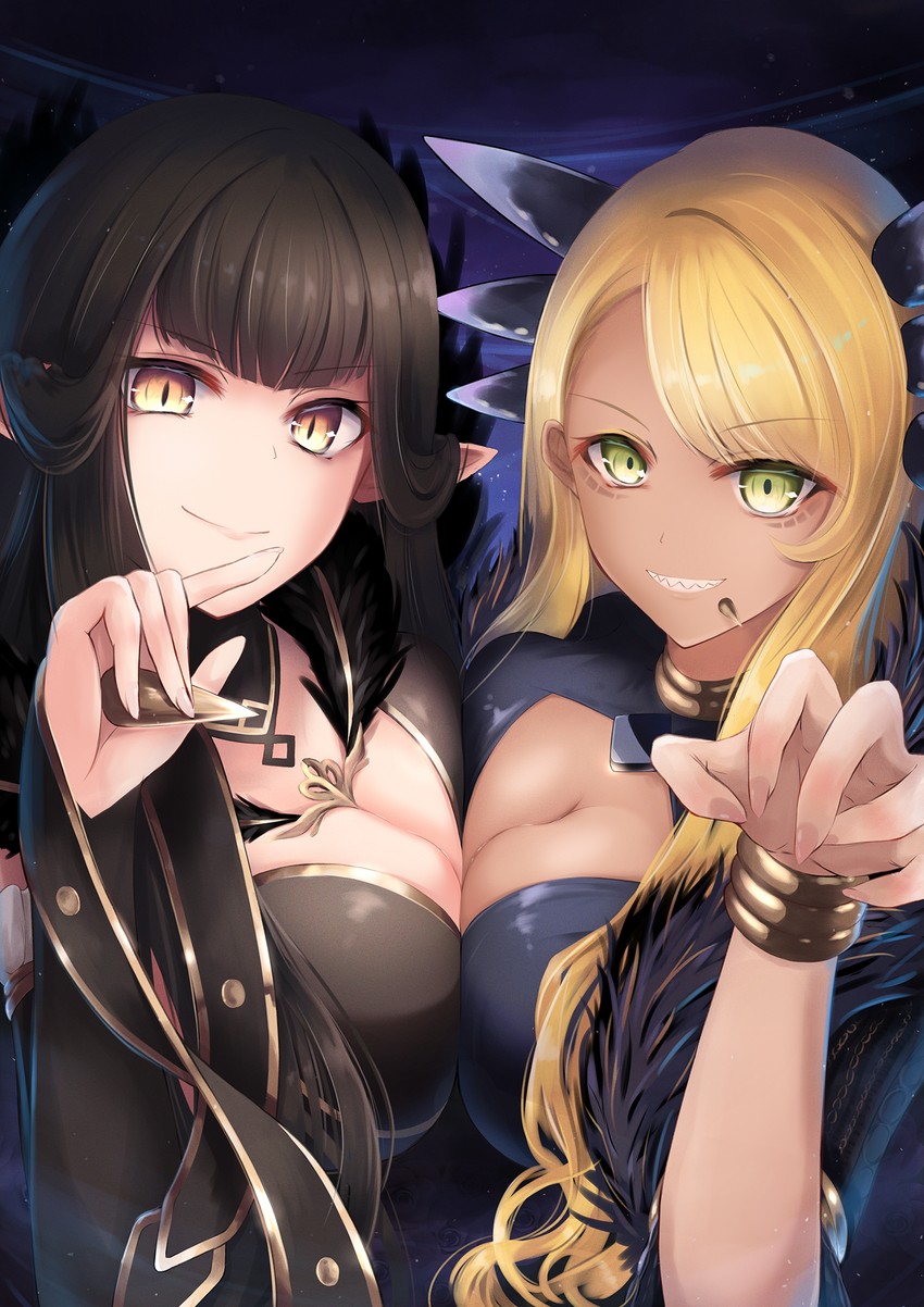 semiramis and vritra (fate and 2 more) drawn by niboshin_(usagi_drive)