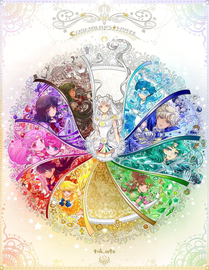 mizuno ami, aino minako, hino rei, kino makoto, chibi usa, and 48 more (bishoujo senshi sailor moon and 1 more) drawn by tidi_arte
