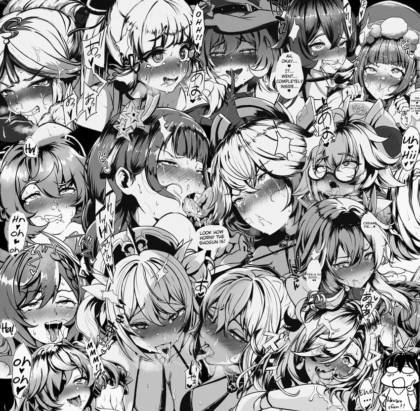 ganyu, raiden shogun, yae miko, keqing, kamisato ayaka, and 9 more (genshin impact) drawn by housou-kun