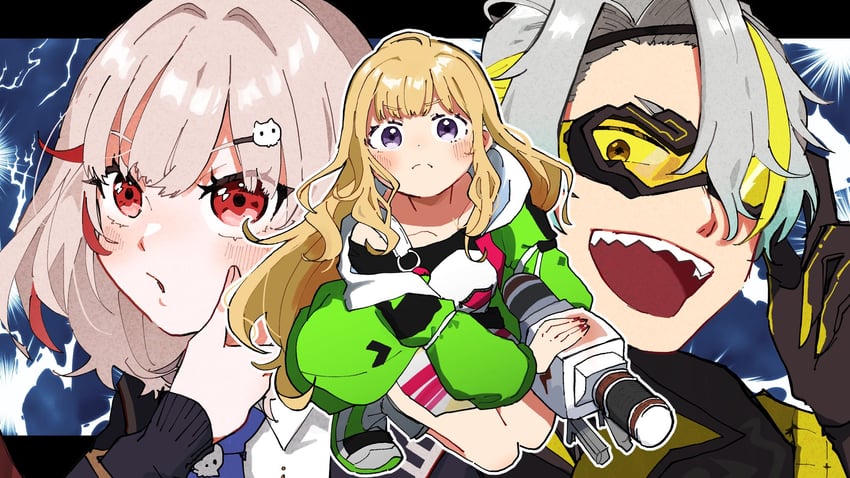 aki rosenthal, dtto., and utai meika (hololive and 3 more) drawn by ksdns