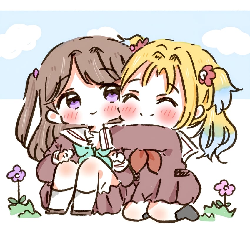 fujishima megumi and osawa rurino (love live! and 1 more) drawn by momo_nosabu