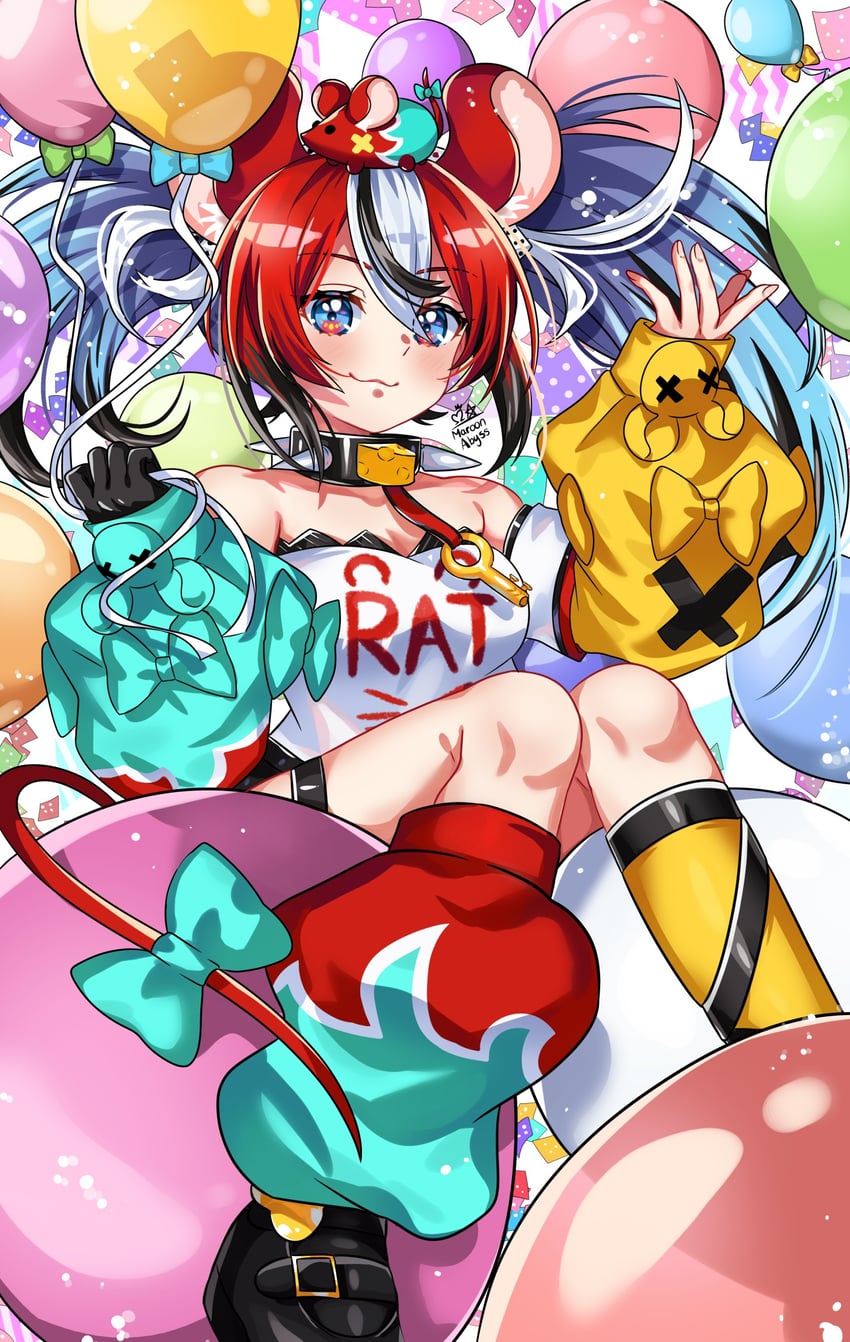 hakos baelz and mr. squeaks (hololive and 1 more) drawn by maroonabyss