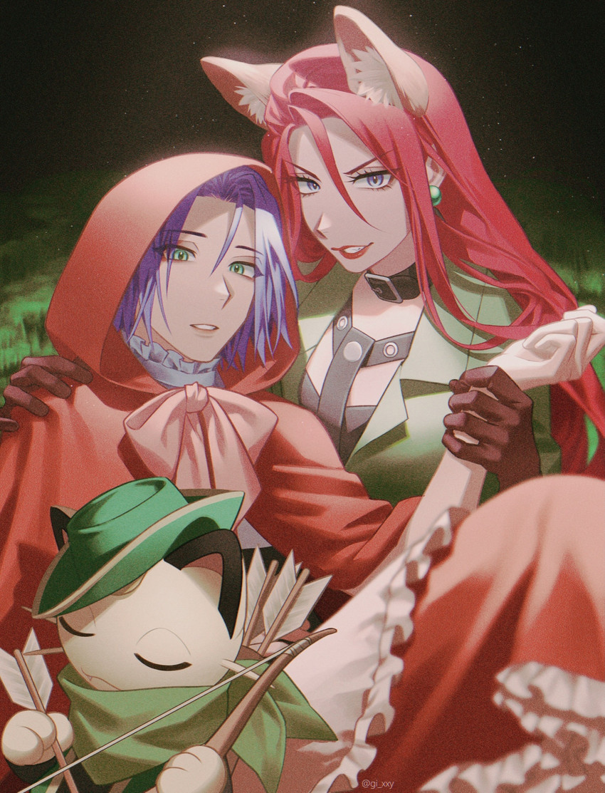 jessie, little red riding hood, james, meowth, big bad wolf, and 1 more (pokemon and 1 more) drawn by ruru_(gi_xxy)