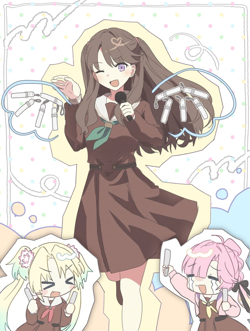 fujishima megumi, osawa rurino, and anyoji hime (love live! and 1 more) drawn by churhami