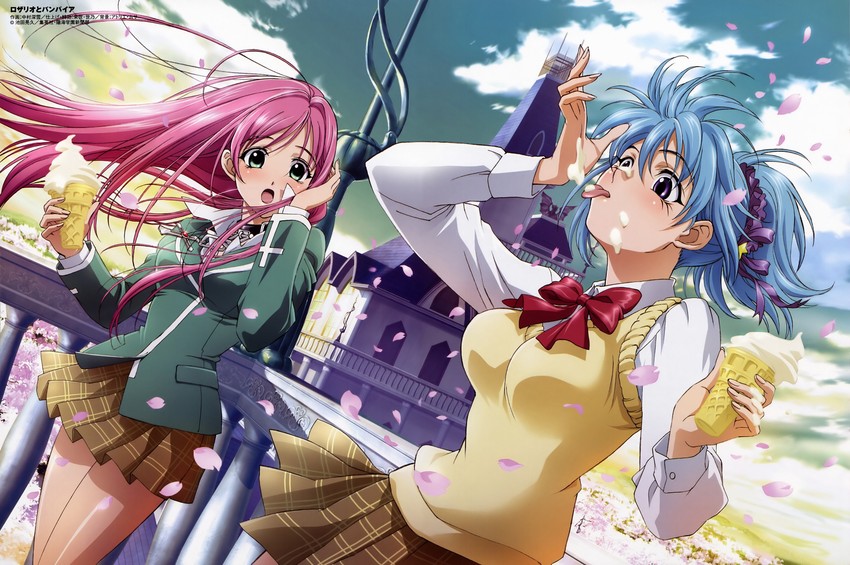 akashiya moka and kurono kurumu (rosario+vampire and 1 more) drawn by nakamura_miyuki