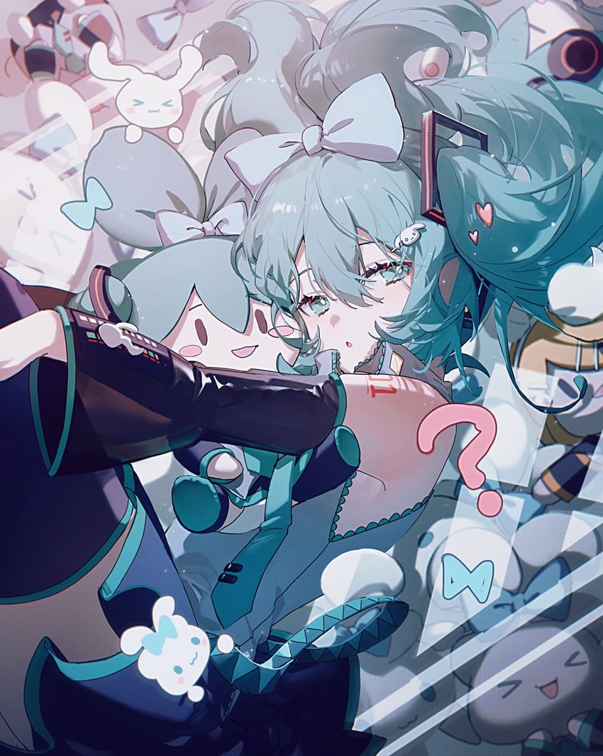 hatsune miku, kagamine rin, cinnamoroll, and cinnamiku (vocaloid and 2 more) drawn by konya_karasue