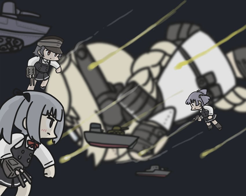 kasumi, kasumi kai ni, ooshio, arare, ooshio kai ni, and 2 more (kantai collection and 2 more) drawn by ferret-san