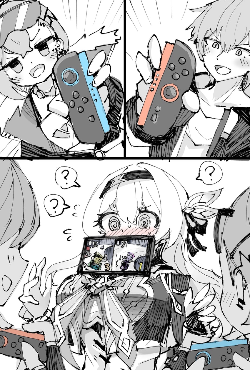 trailblazer, firefly, caelus, and silver wolf (honkai and 4 more) drawn by 6sakuu