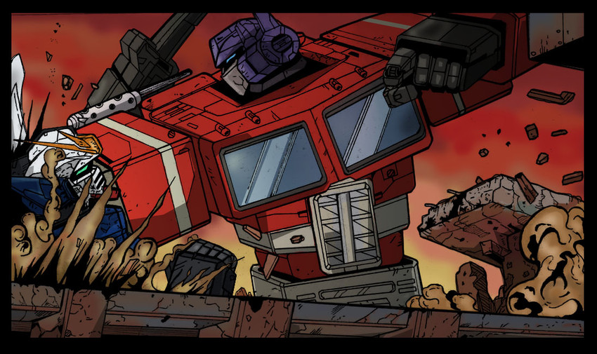 optimus prime, wing gundam zero custom, and wing gundam zero (gundam and 4 more) drawn by phantro