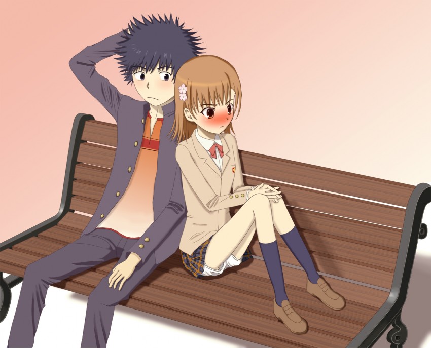 misaka mikoto and kamijou touma (toaru majutsu no index) drawn by netetahito