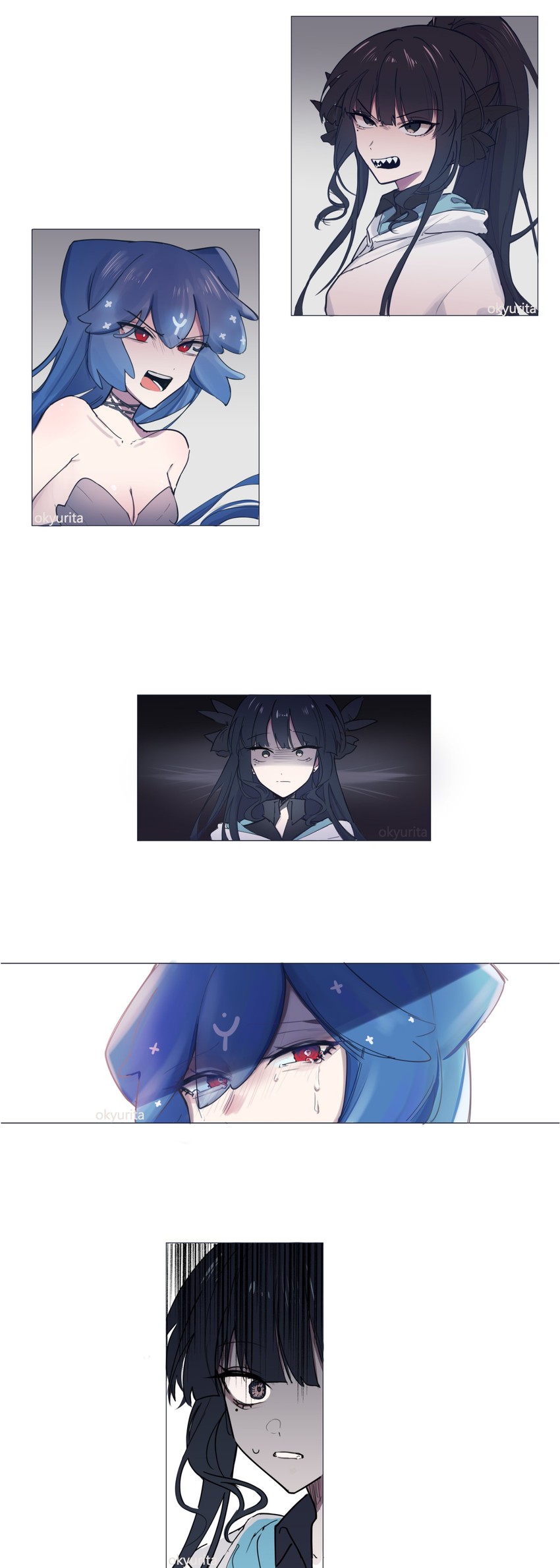 bao and artemis of the blue (indie virtual youtuber and 1 more) drawn by okyurita