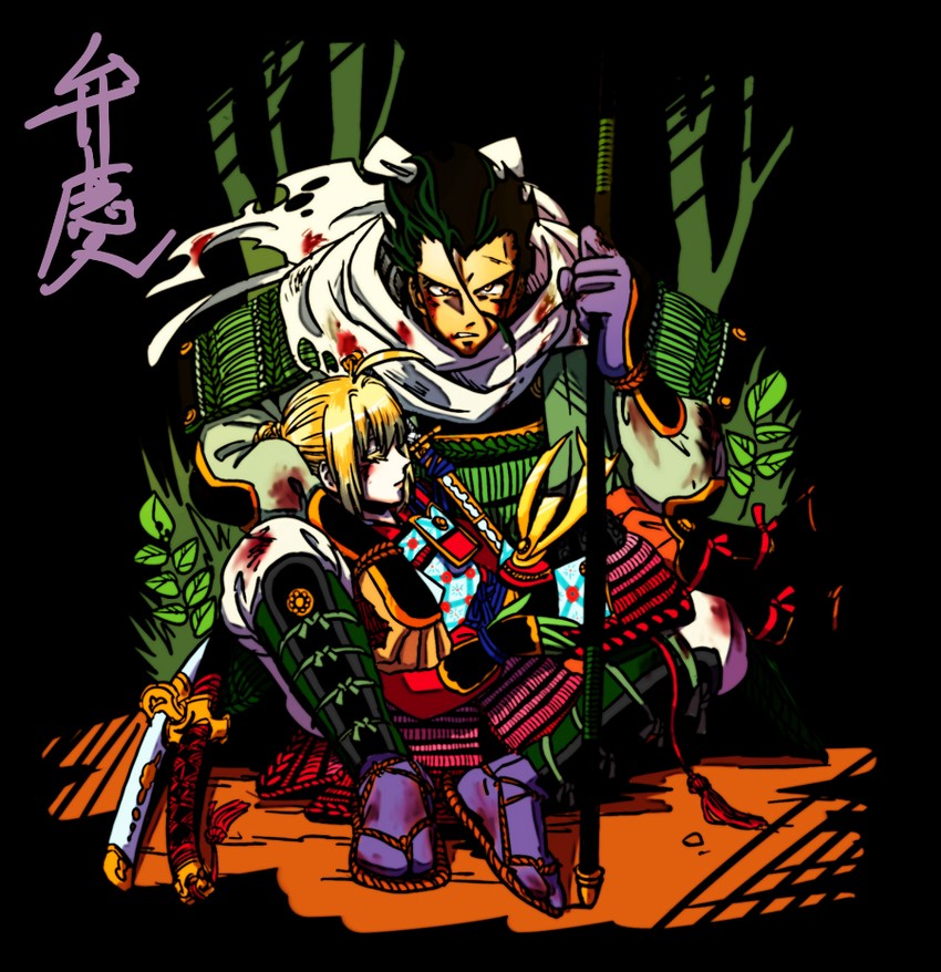 artoria pendragon, saber, and diarmuid ua duibhne (fate and 1 more) drawn by sabbath_(yoidore_rodeo)