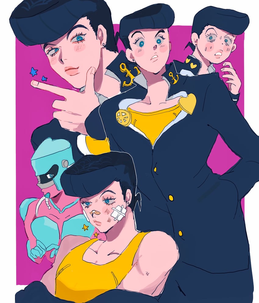 higashikata josuke and crazy diamond (jojo no kimyou na bouken and 1 more) drawn by matubaru_chan