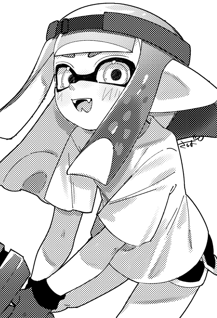 inkling player character and inkling girl (splatoon) drawn by sabata_saba
