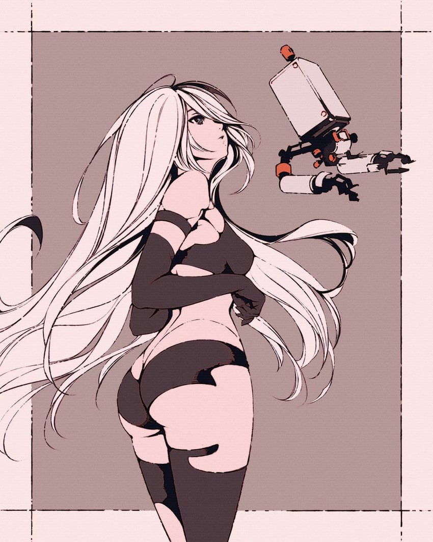 pod and a2 (nier and 1 more) drawn by moshimoshibe
