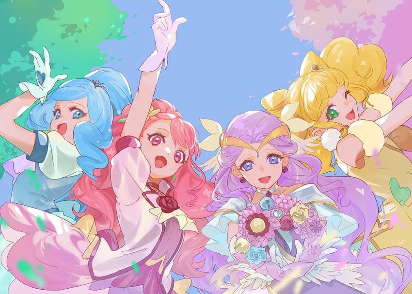 hanadera nodoka, hiramitsu hinata, sawaizumi chiyu, cure grace, fuurin asumi, and 3 more (precure and 1 more) drawn by shipu_(gassyumaron)