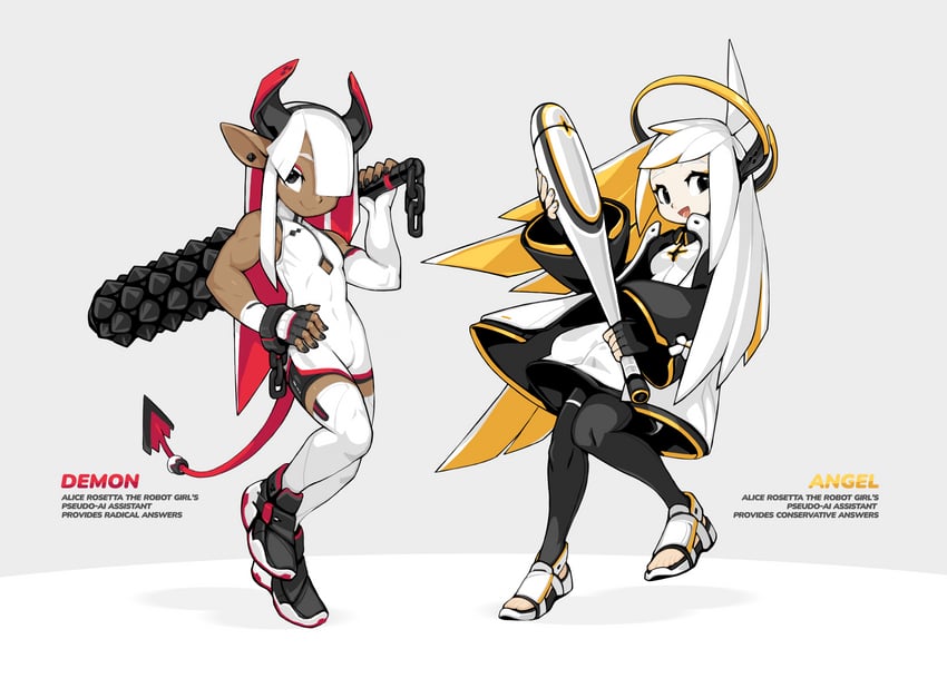 demon the pseudo-ai assistant and angel the pseudo-ai assistant (original and 1 more) drawn by tyson_tan