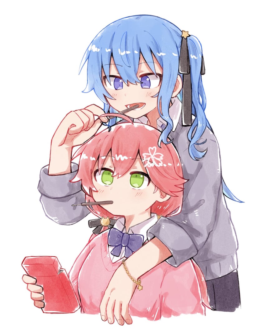 hoshimachi suisei and sakura miko (hololive) drawn by ichigo_(lb450232)