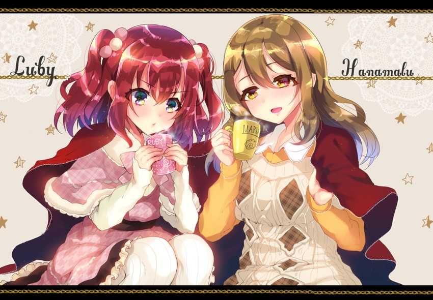 kunikida hanamaru and kurosawa ruby (love live! and 1 more) drawn by shimaji
