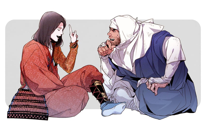 minamoto no yoshitsune and musashibou benkei (akatsuki wo tsugu) drawn by galadecaras