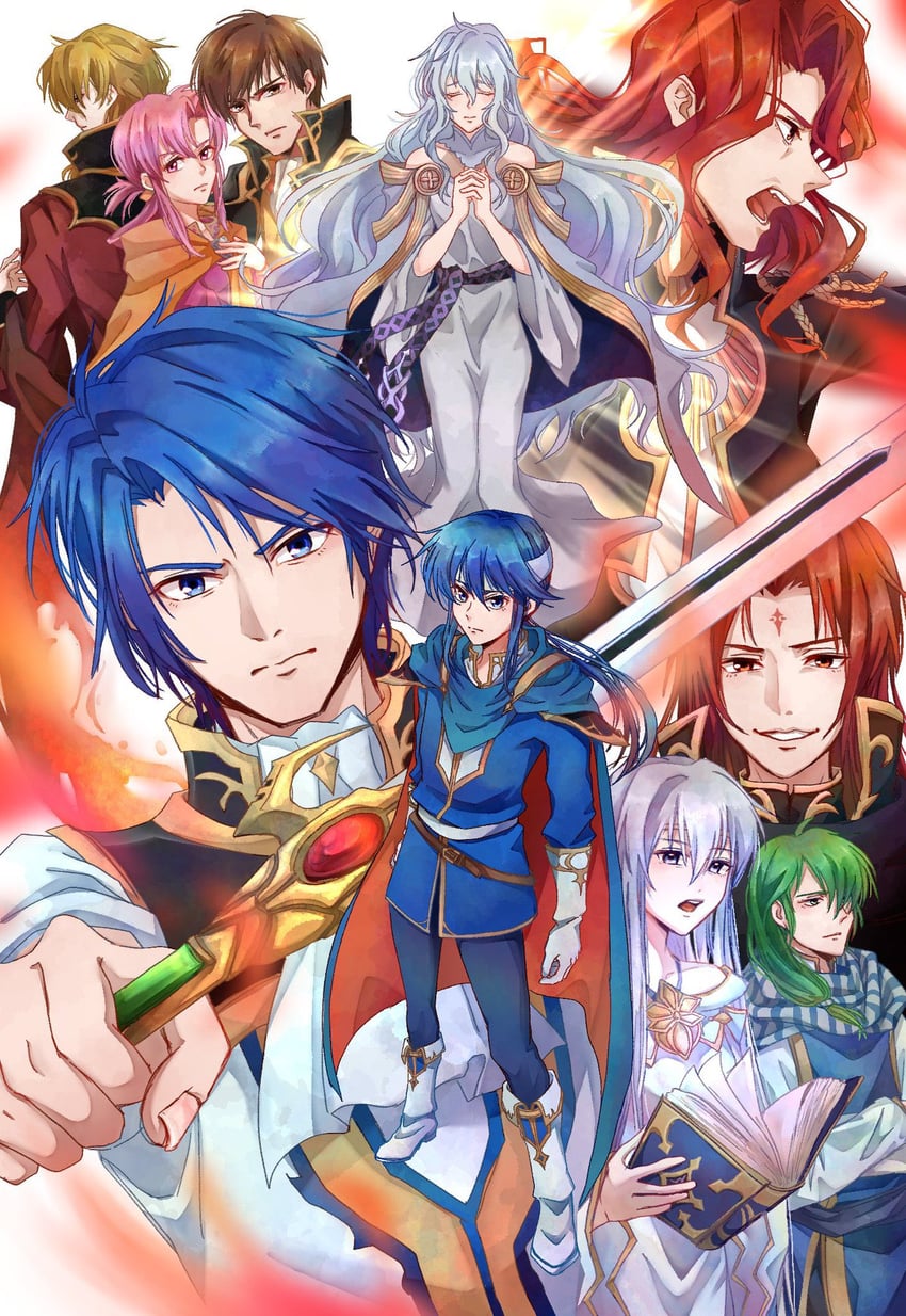 seliph, julia, sigurd, deirdre, ethlyn, and 5 more (fire emblem and 1 more) drawn by sturm_fe_k11