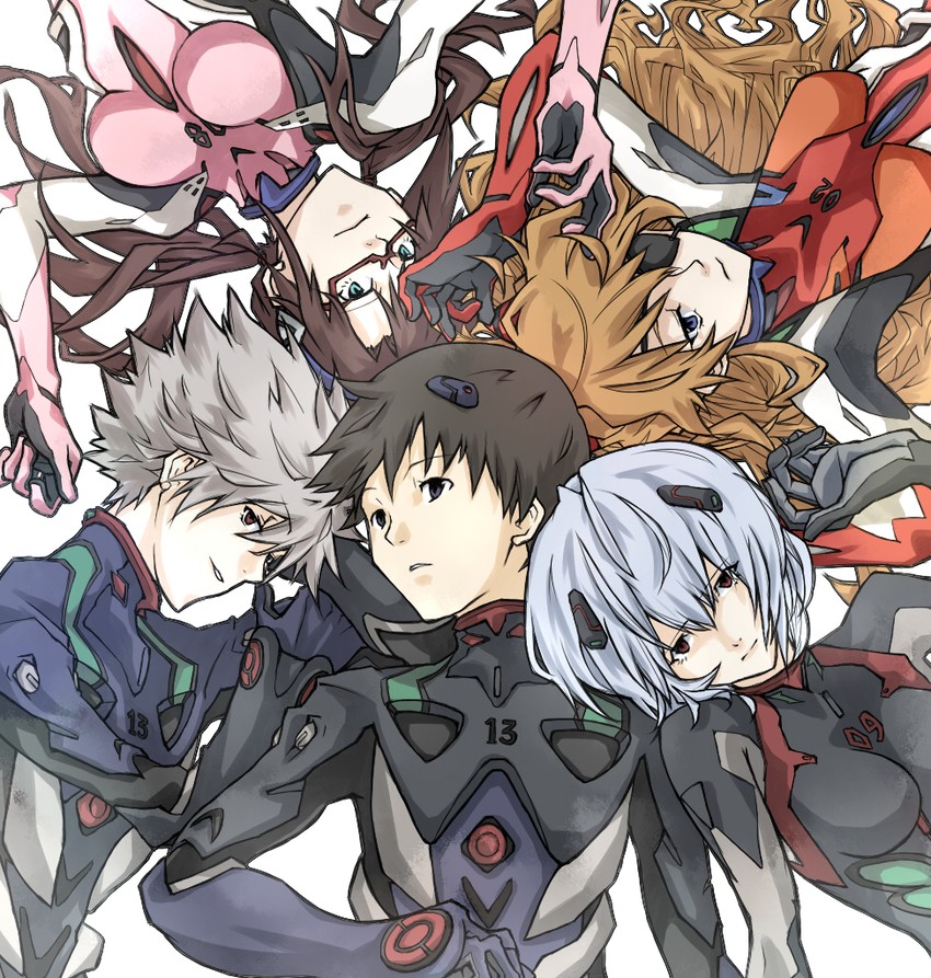 souryuu asuka langley, ayanami rei, ikari shinji, nagisa kaworu, and makinami mari illustrious (neon genesis evangelion and 2 more) drawn by earhart