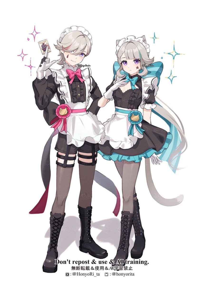 lynette and lyney (genshin impact) drawn by hn_(honyori_ta)