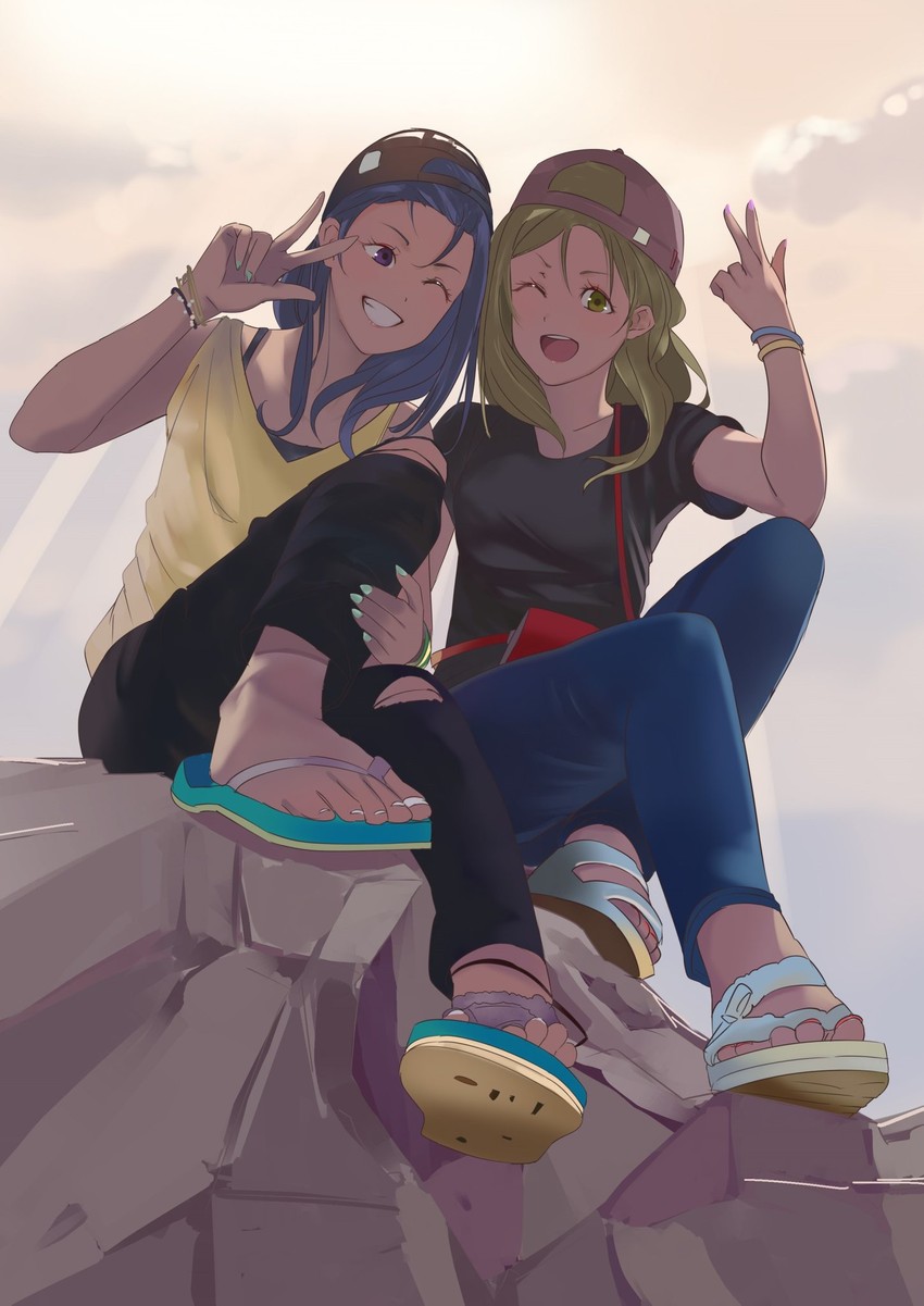 matsuura kanan and ohara mari (love live! and 1 more) drawn by bunbun_(midukikome)