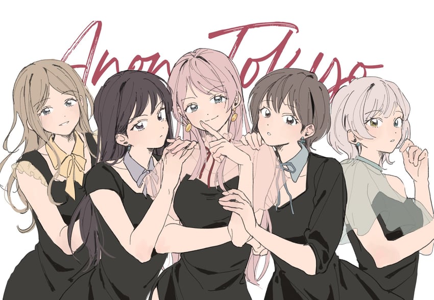 chihaya anon, nagasaki soyo, shiina taki, takamatsu tomori, and kaname raana (bang dream! and 1 more) drawn by love8evill