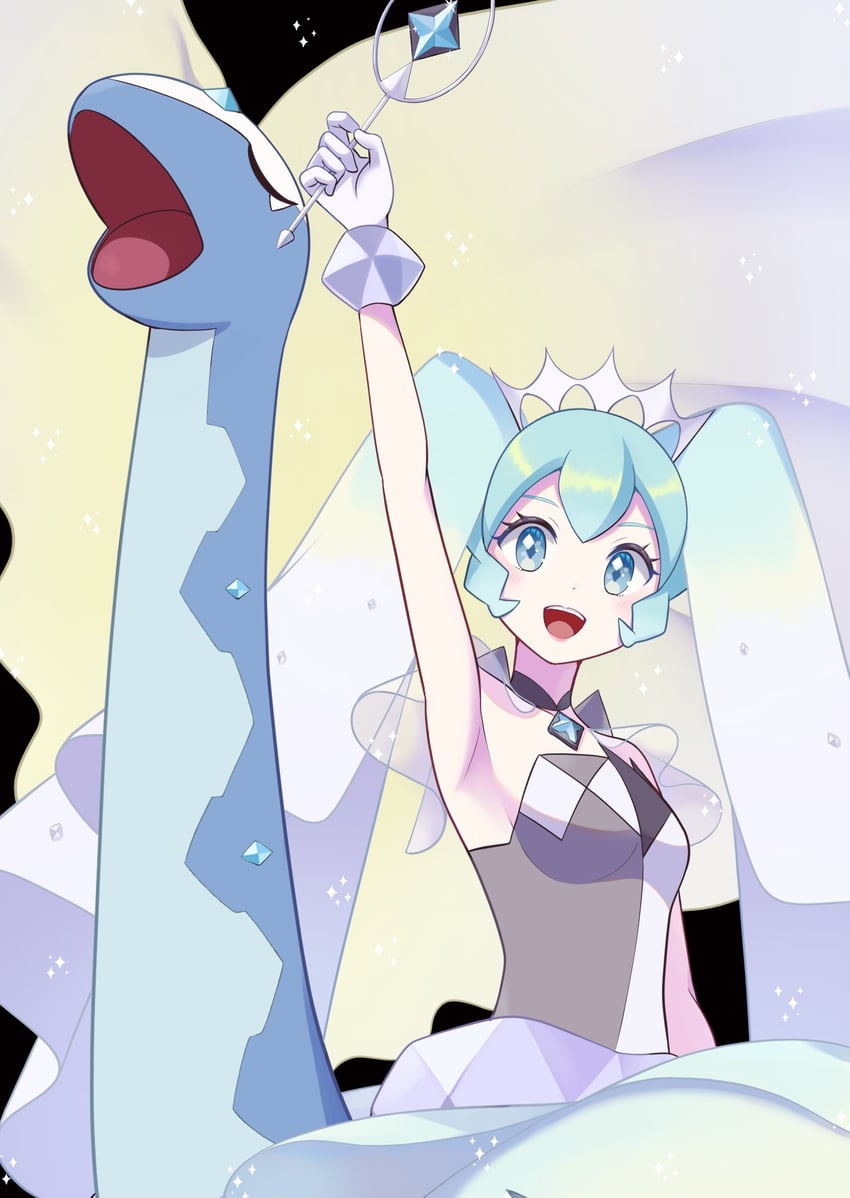 hatsune miku, aurorus, and rock miku (pokemon and 2 more) drawn by nemunemu_0826