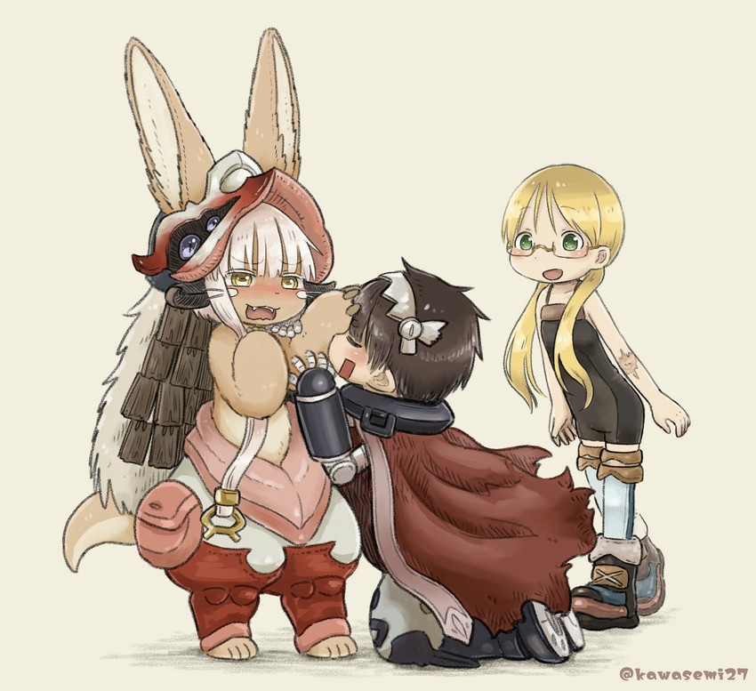nanachi, reg, and riko (made in abyss) drawn by kawasemi27