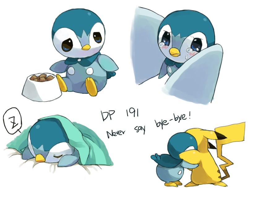 pikachu and piplup (pokemon and 1 more) drawn by puddingx2