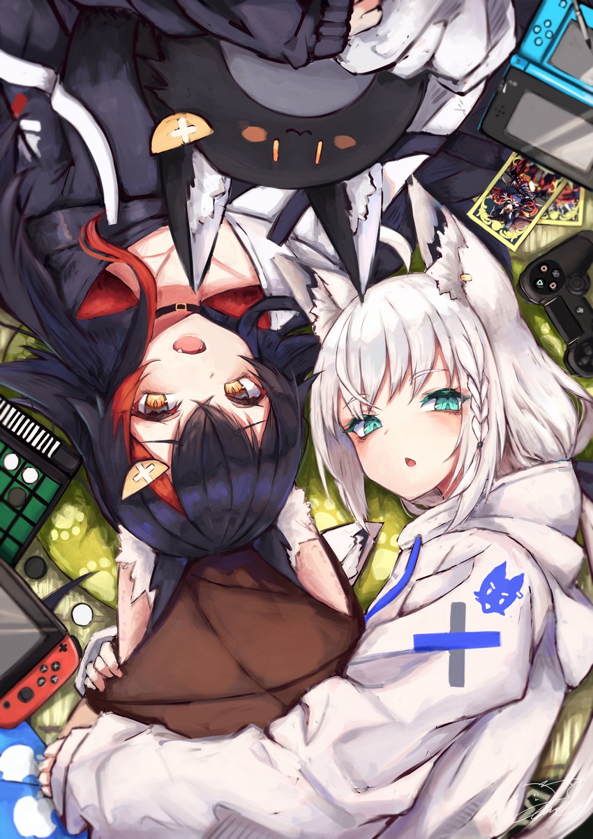 shirakami fubuki, ookami mio, oruyanke, and miochun (hololive) drawn by inre_kemomimi
