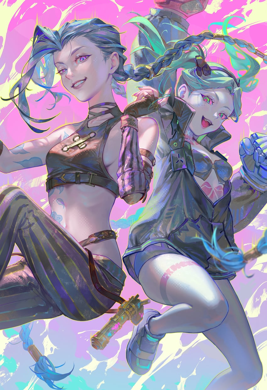jinx, rebecca, and arcane jinx (league of legends and 3 more) drawn by tamaki_(tamaki599)
