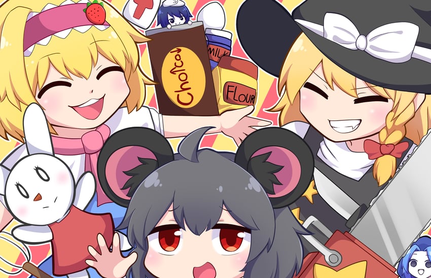 kirisame marisa, alice margatroid, nazrin, murasa minamitsu, kumoi ichirin, and 5 more (touhou and 2 more) drawn by totozame