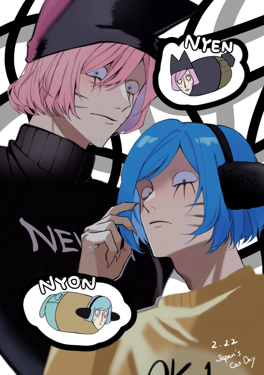 nyon and nyen (randal's friends) drawn by ba_kuretuman