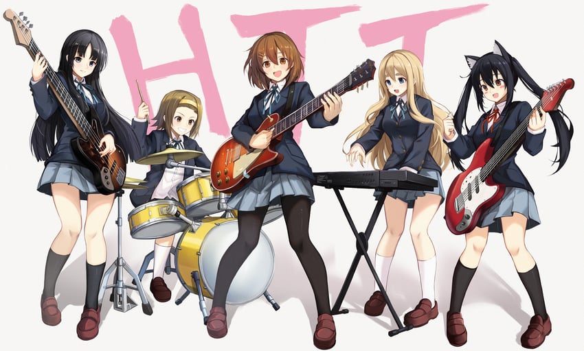 akiyama mio, nakano azusa, hirasawa yui, tainaka ritsu, and kotobuki tsumugi (k-on!) drawn by kyuu_(chiu850513)