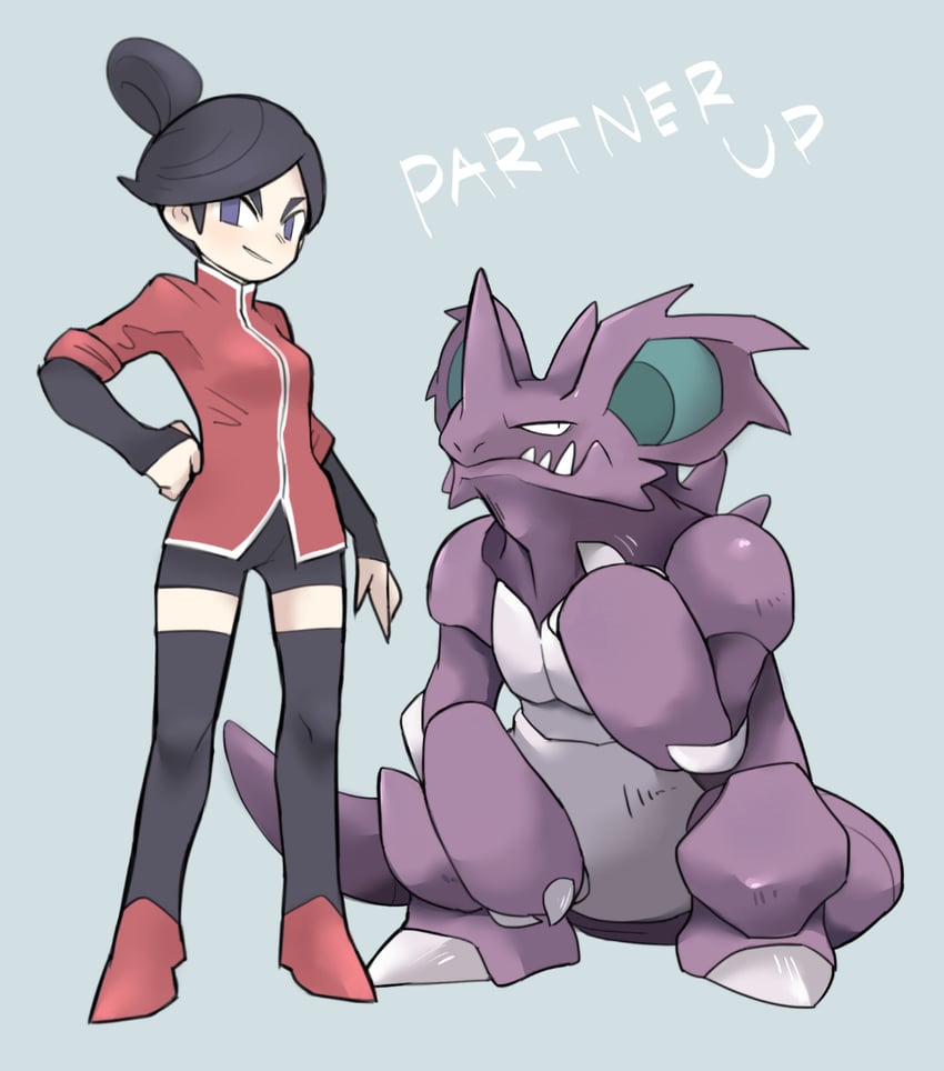 nidoking and ace trainer (pokemon and 1 more) drawn by tirarizun
