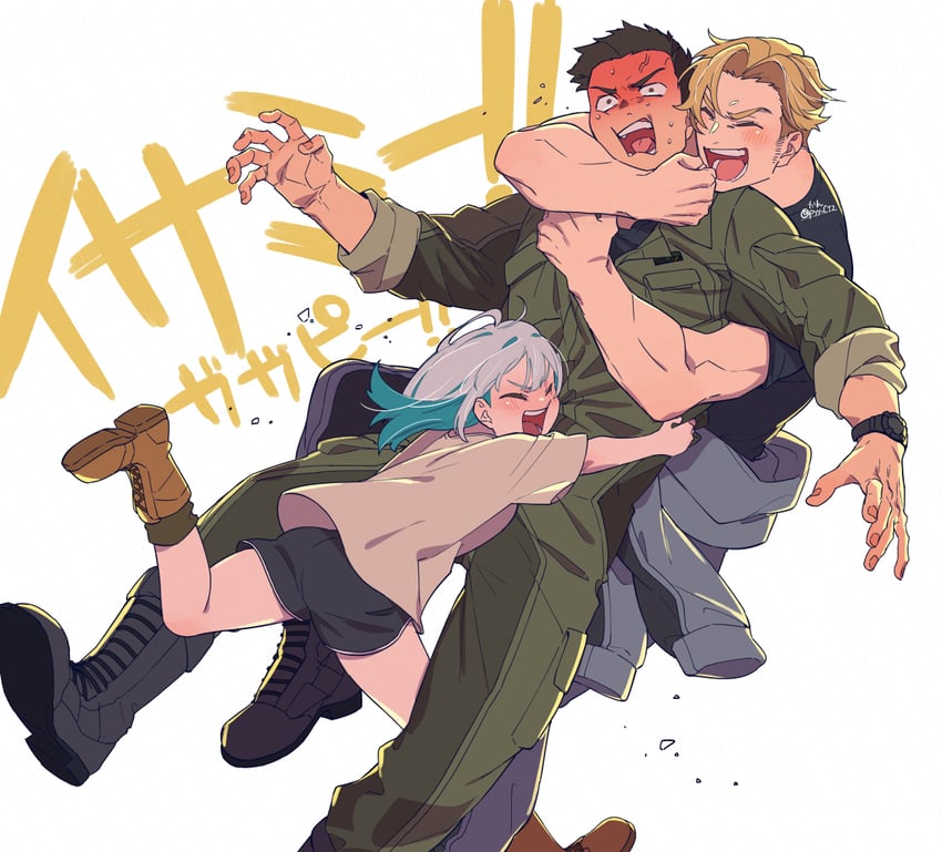 ao isami, lewis smith, and lulu (yuuki bakuhatsu bang bravern) drawn by kan_(pyy_c12)