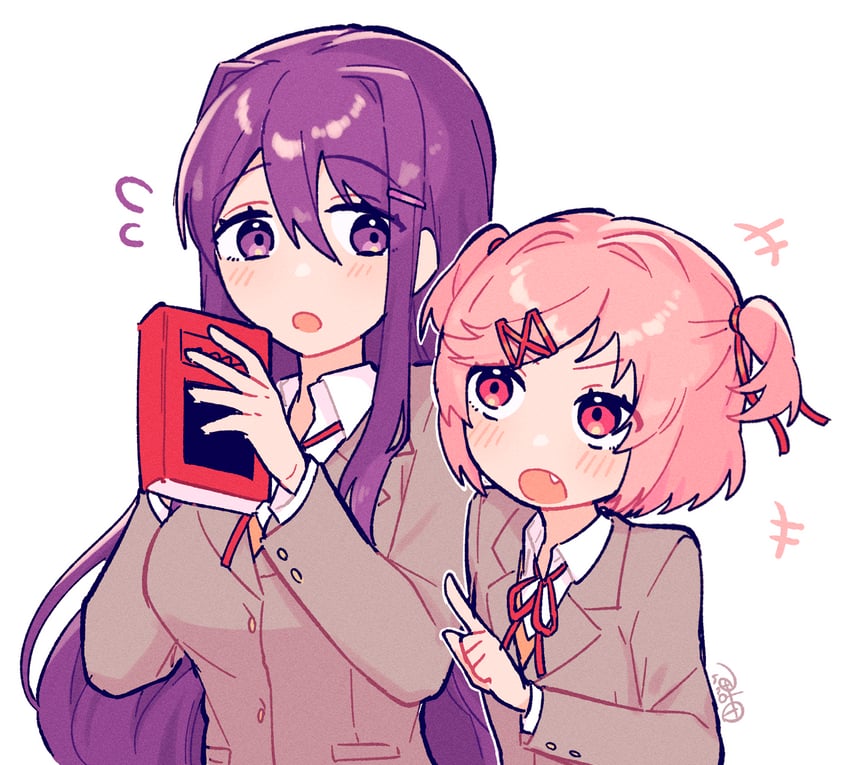 natsuki and yuri (doki doki literature club) drawn by ayuda_ayutaro