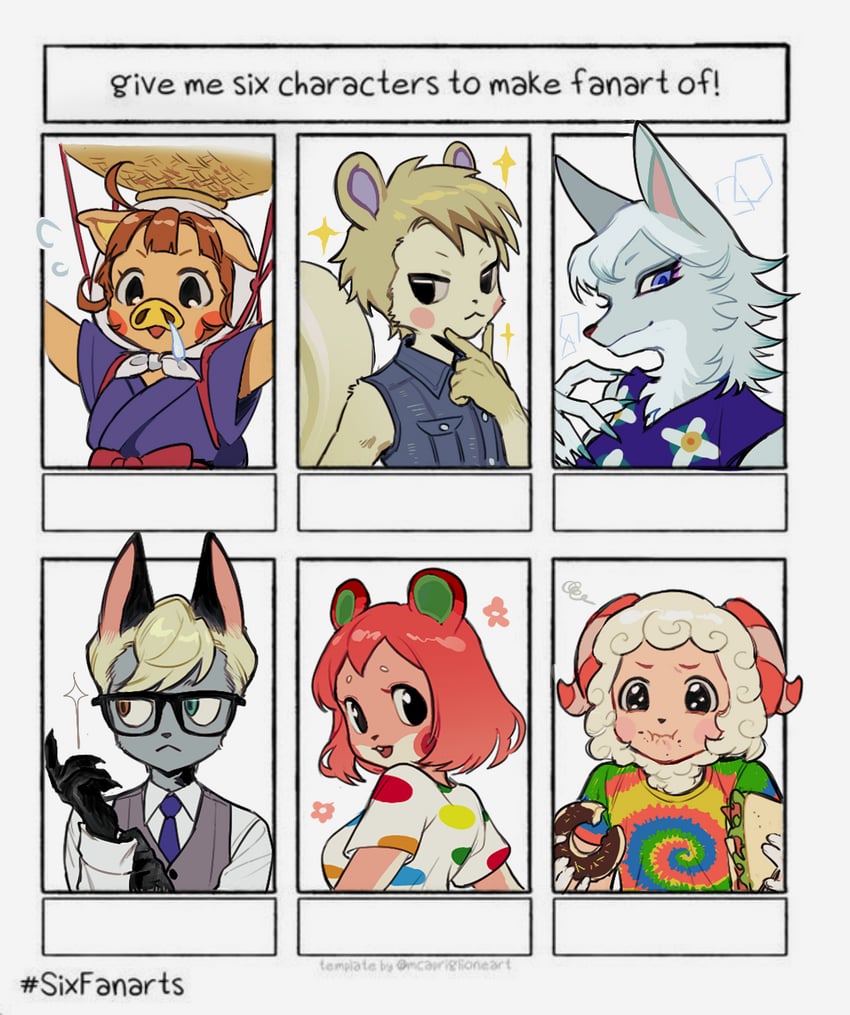 raymond, marshal, dom, whitney, daisy mae, and 1 more (animal crossing) drawn by qin_(7833198)